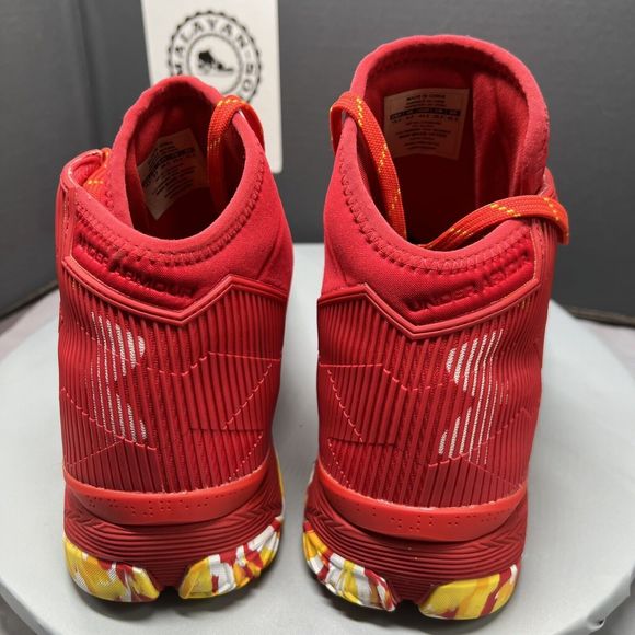 UA Curry 2.5 Rocket Red 1274425-602 Red Yellow White Men Size 10.5 Preowned RARE main image 11